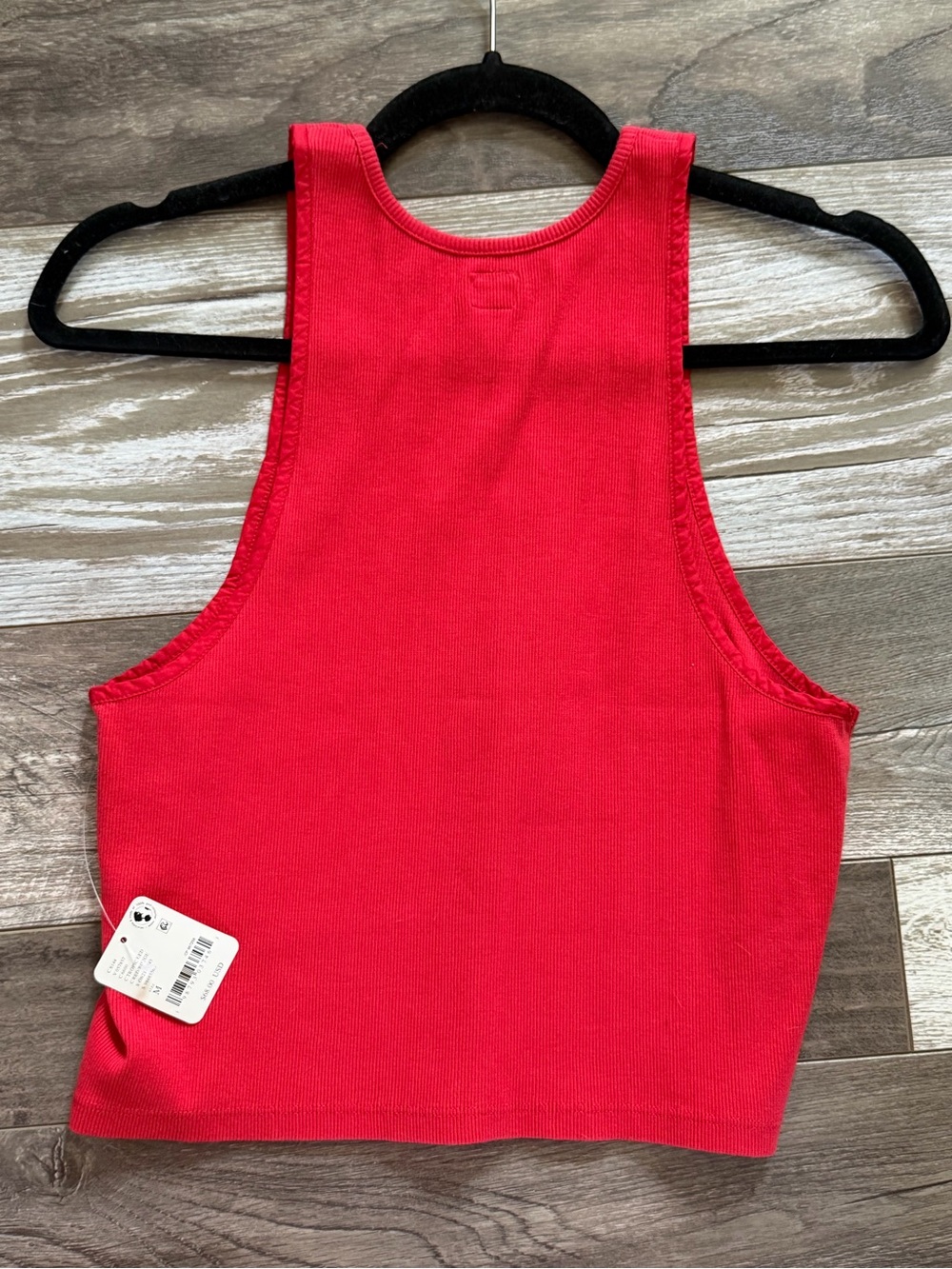 Free People Red Ribbed Cropped Tank Top - Picture 2 of 4
